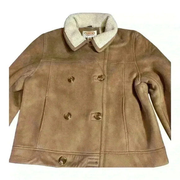 Talbots Petites Tan Faux Suede Jacket with Sherpa Lining Size L - Picture 2 of 8